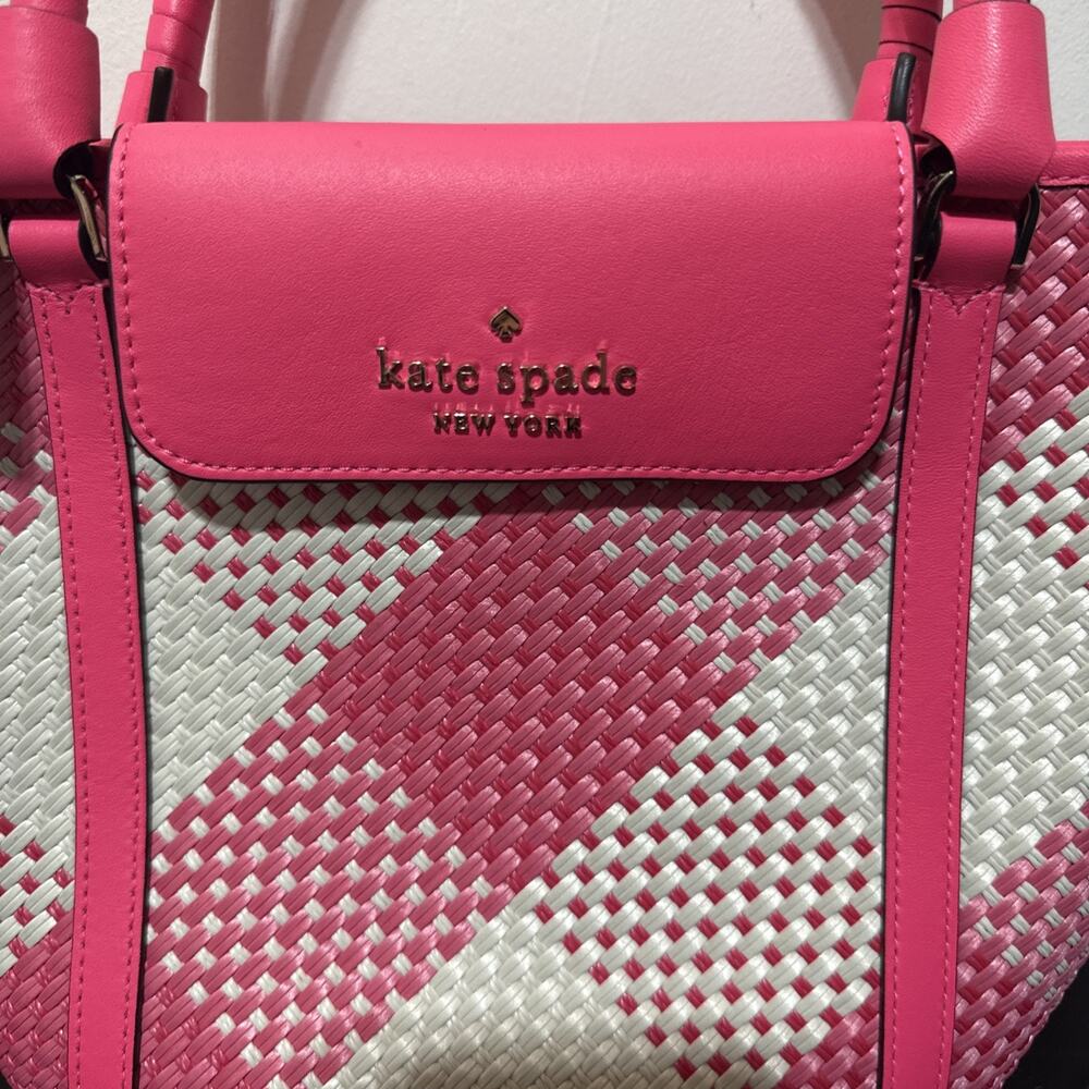 KATE SPADE NY Cruise Gingham Medium Tote WILD ROSE CROSSBODY BAG🌺NWT! - Picture 3 of 8